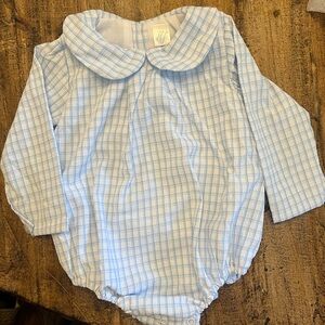 Hampton James Long Sleeve Blue Windowpane Collared Bubble
